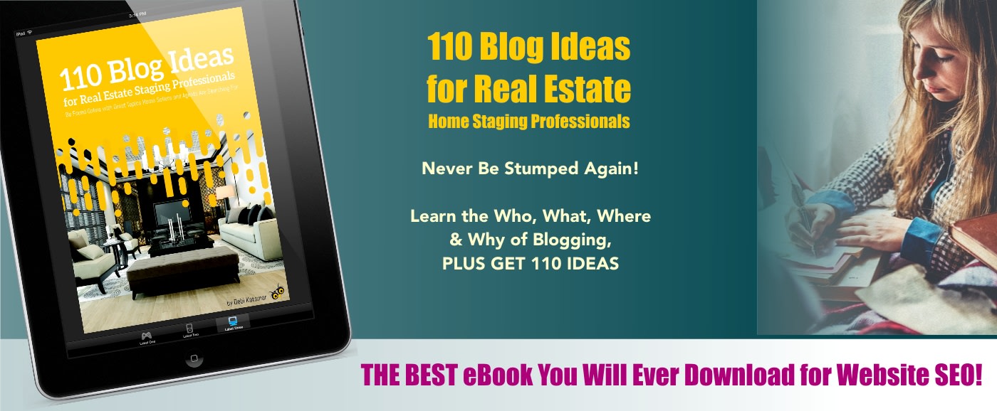 cover of ebook with home stager writing
