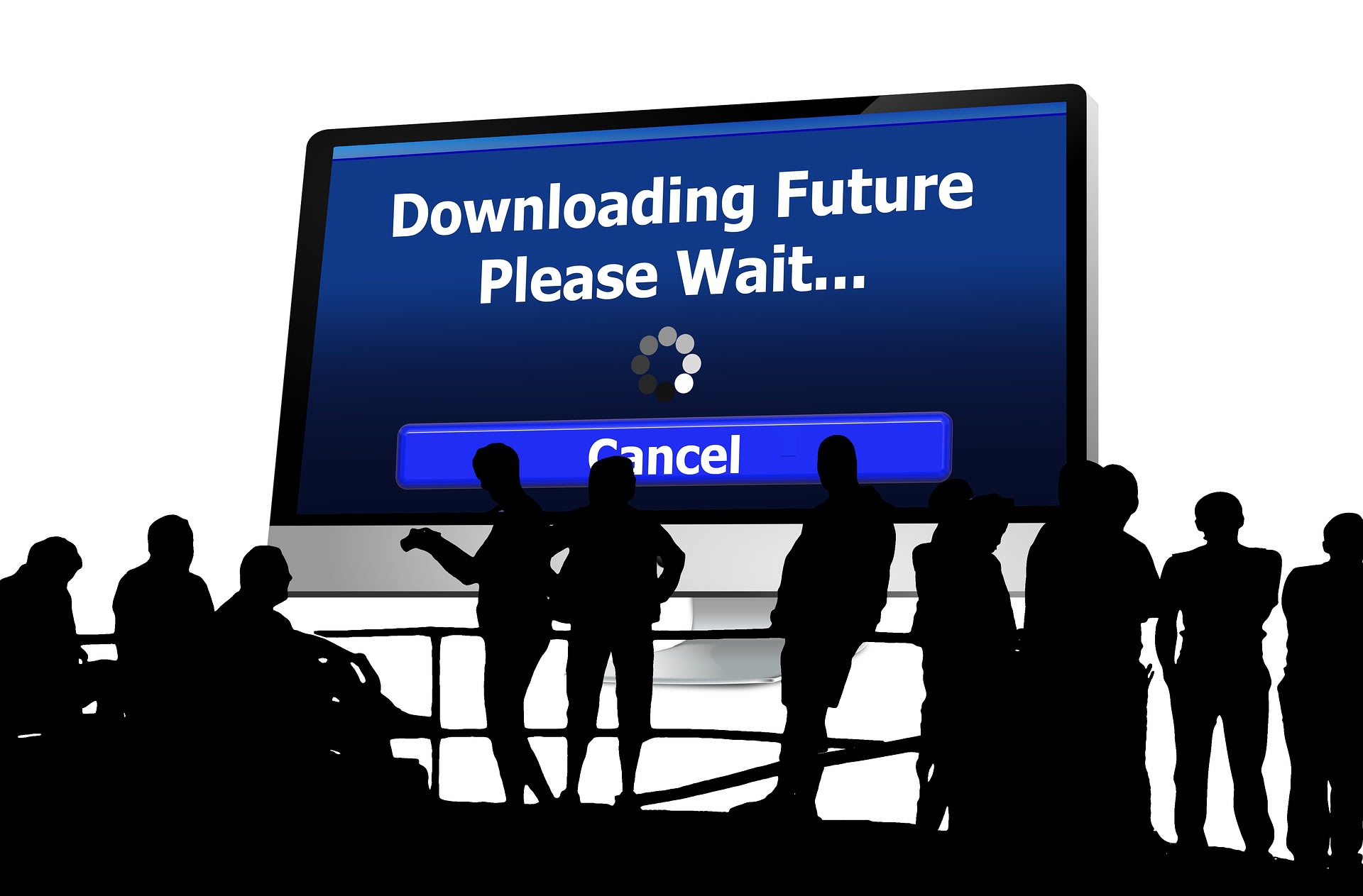 downloading future graphic with business people