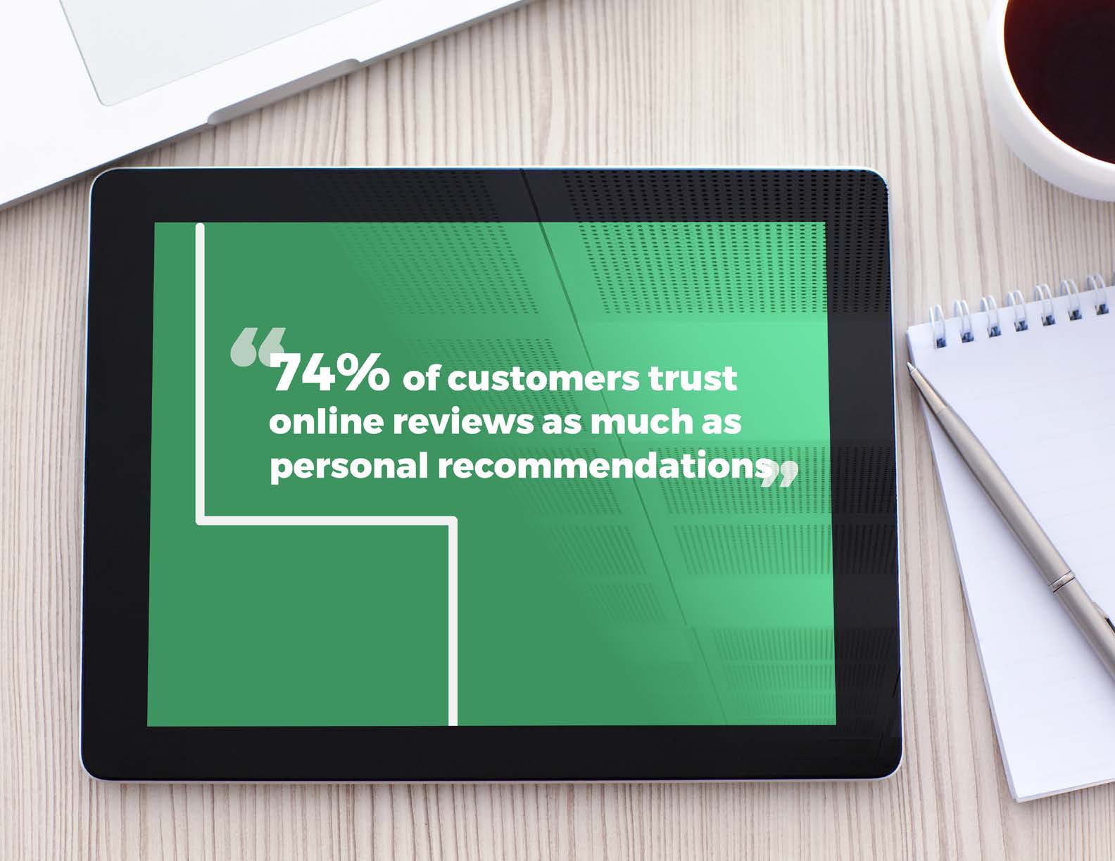 74% of customers trust online reviews